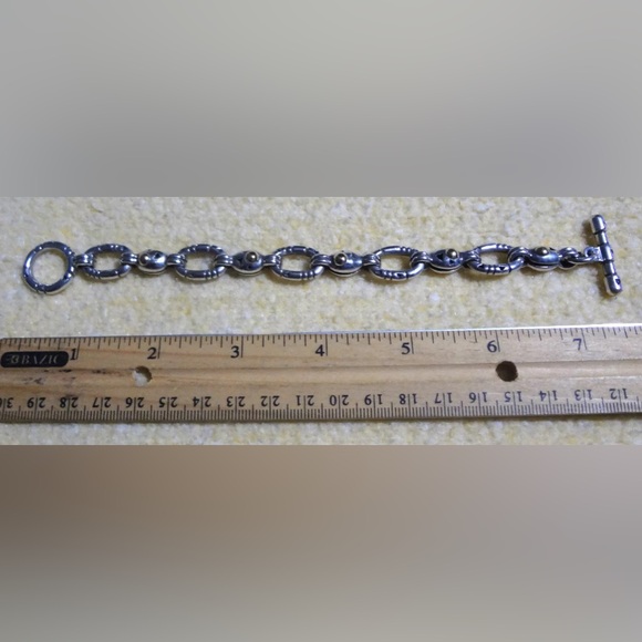 Rare JOHN ATENCIO Sterling 18K Yellow Gold ELEMENTS Link Bracelet,7.5in, Toggle - Picture 7 of 8